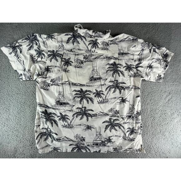 Outdoor Life Shirt Mens XL Button Down White Boat Beach Short Sleeve Rayon - Picture 6 of 7